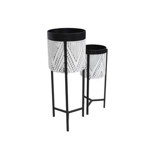 Vente-unique Portavaso su piedistallo D. 20 x H. 53 cm e D. 25 x H. 69 cm in Metallo Nero e Bianco - Lotto di 2 - CAPOLI  