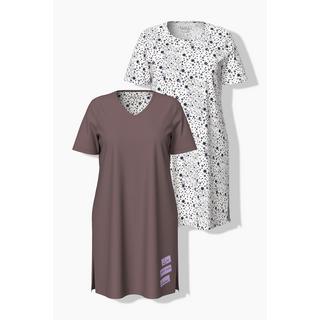 Ulla Popken  Bigshirts, 2er-Pack, Rundhals-/V-Ausschnitt, Halbarm 