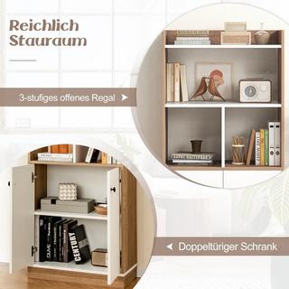 B2X Bücherregal mit Doppeltürschrank 3-stöckiges Standregal mit Offenen Fächern 60 x 30 x 140 cm  