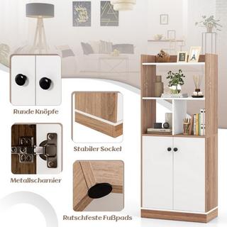 B2X Bücherregal mit Doppeltürschrank 3-stöckiges Standregal mit Offenen Fächern 60 x 30 x 140 cm  