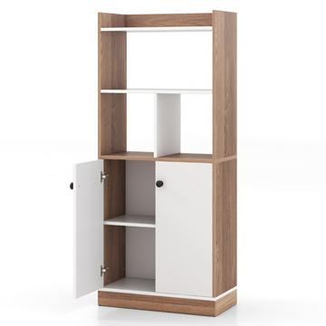 Bücherregal mit Doppeltürschrank 3-stöckiges Standregal mit Offenen Fächern 60 x 30 x 140 cm