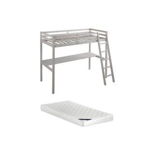 Vente-unique Lit mezzanine GEDEON II Avec bureau Pin massif hi + matelas  