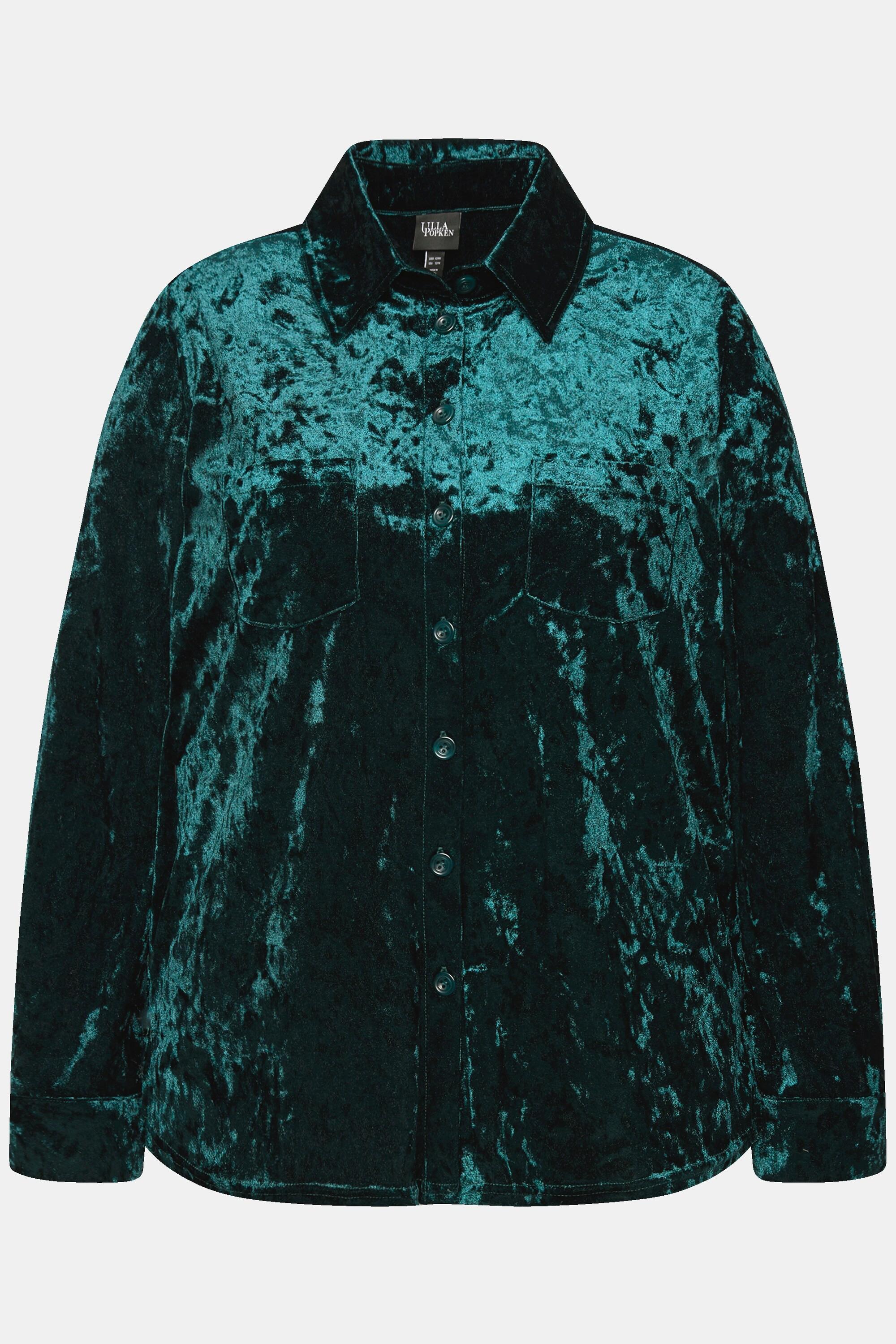 Ulla Popken Blusa in velluto taglio svasato maniche lunghe  