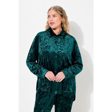 Ulla Popken Blusa in velluto taglio svasato maniche lunghe  