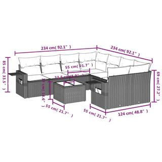 VidaXL Ensemble de canapés de jardin rotin synthétique  