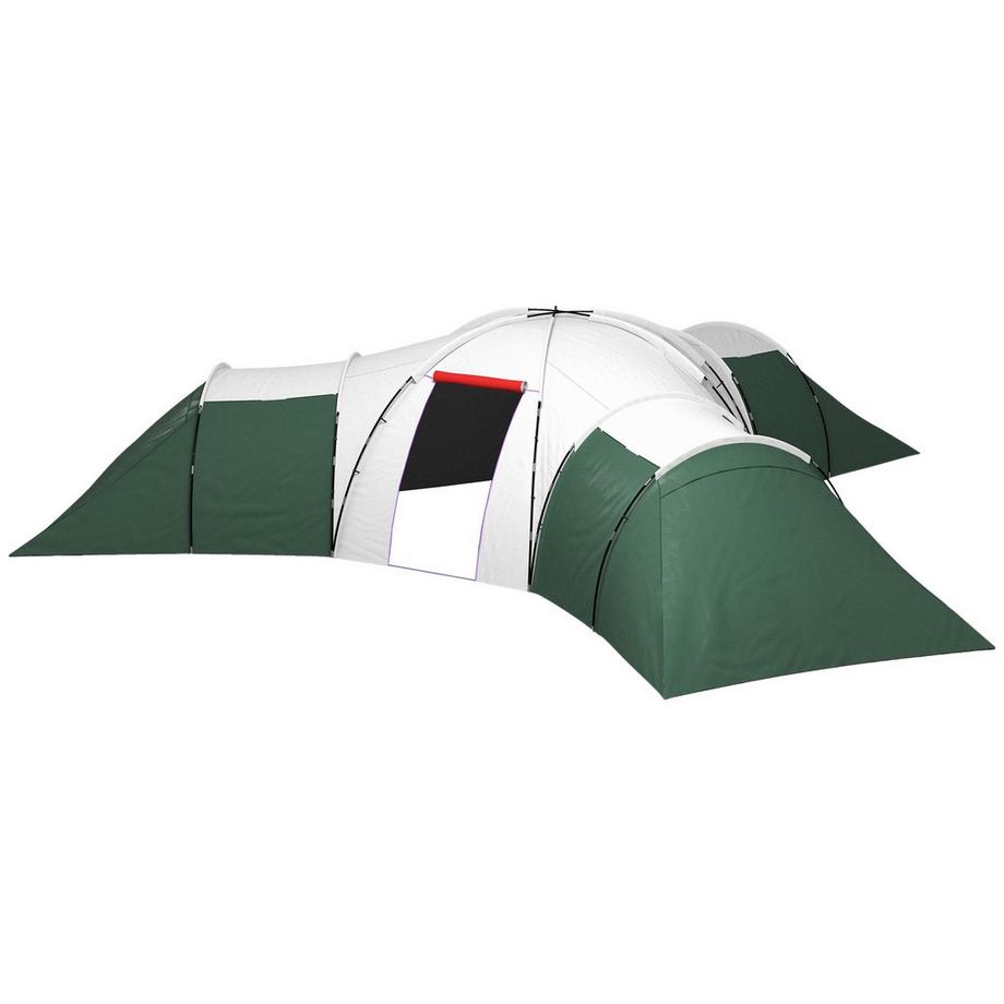 Tente tunnel, tente de camping pour 6 à 9 personnes, tente familiale avec 3 chambres, salon, porche, sac de transport, Oxford résistant à l'eau 2000 mm, pour jardin, vert Aosom