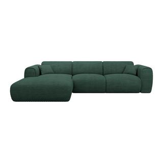 Vente-unique Großes Ecksofa - Ecke links - Cord - Tannengrün - POGNIA  