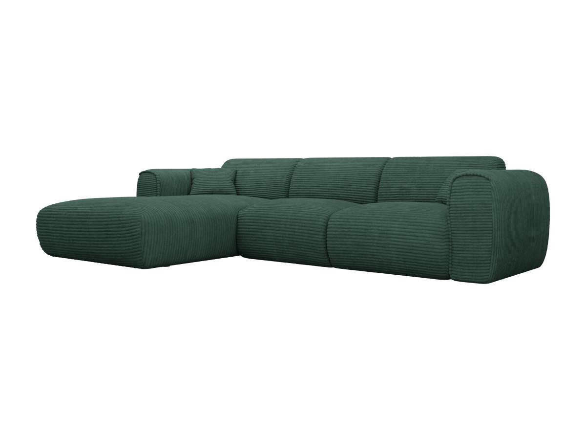 Vente-unique Großes Ecksofa - Ecke links - Cord - Tannengrün - POGNIA  