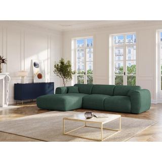 Vente-unique Großes Ecksofa - Ecke links - Cord - Tannengrün - POGNIA  