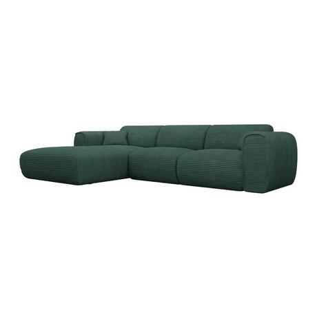 Vente-unique Großes Ecksofa - Ecke links - Cord - Tannengrün - POGNIA  