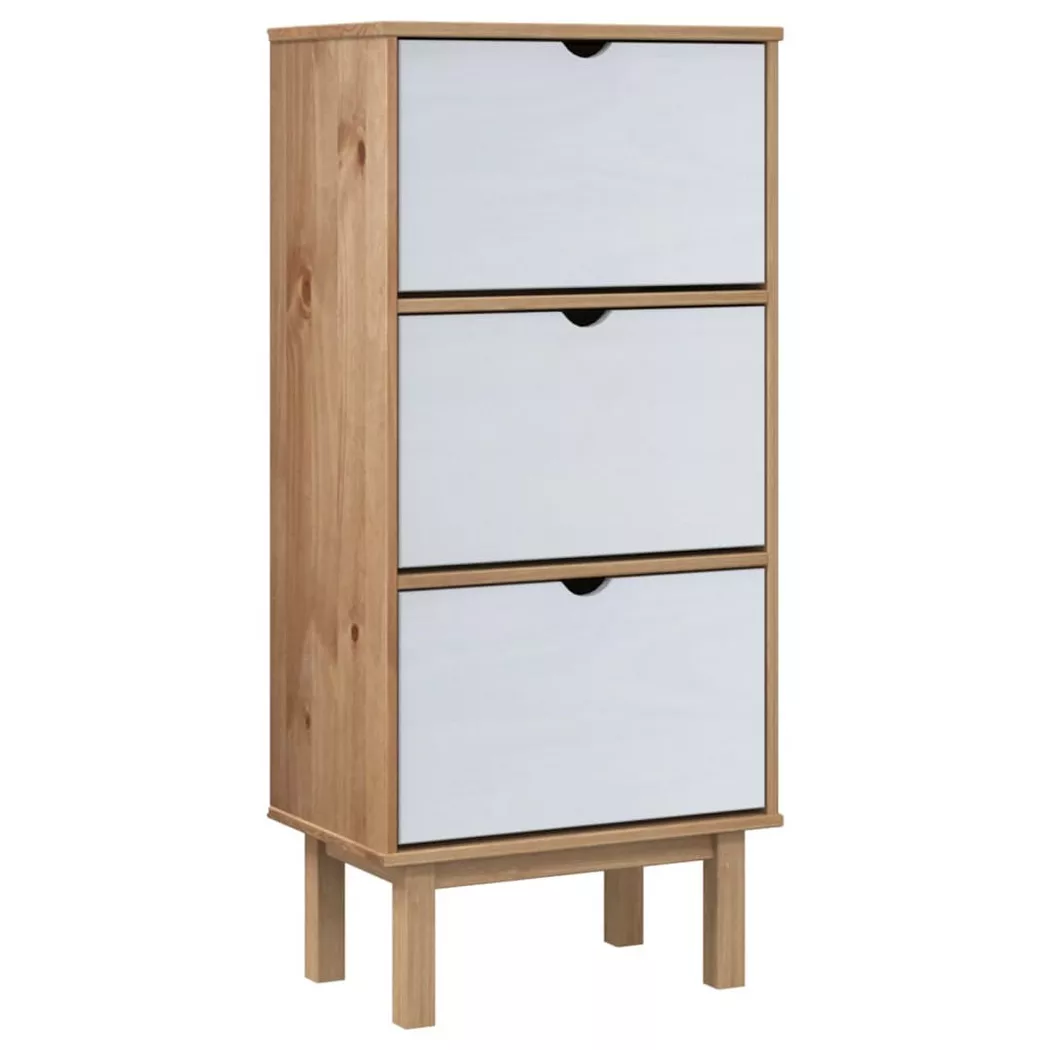 Armoire à chaussures otta et 3 tiroirs Marron et blanc Bois pin