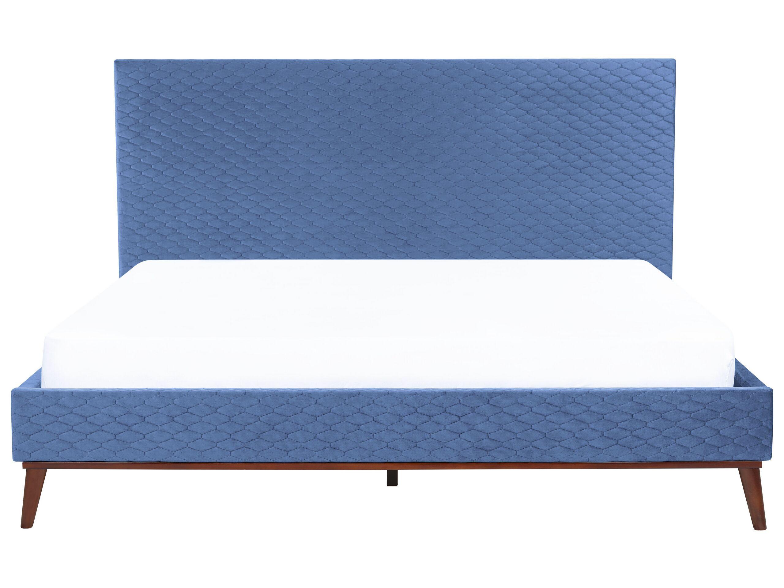 Beliani Lit avec sommier en Velours Rétro BAYONNE  