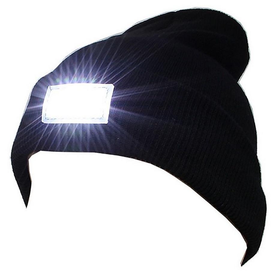 B2X Beanie mit LED Lampe Schwarz  