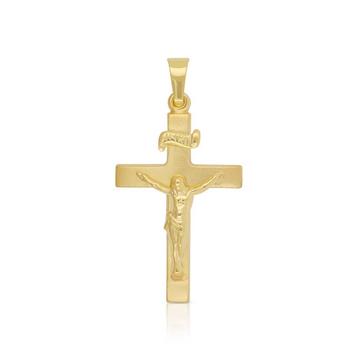 Anhänger Kreuz Gelbgold 750 Christus 32x16mm
