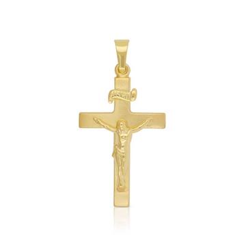 Pendentif croix or jaune 750 Christ 32x16mm