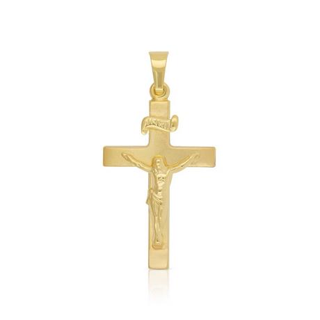 MUAU Schmuck  Anhänger Kreuz Gelbgold 750 Christus 32x16mm 