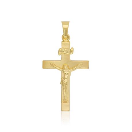 MUAU Schmuck  Pendentif croix or jaune 750 Christ 32x16mm 