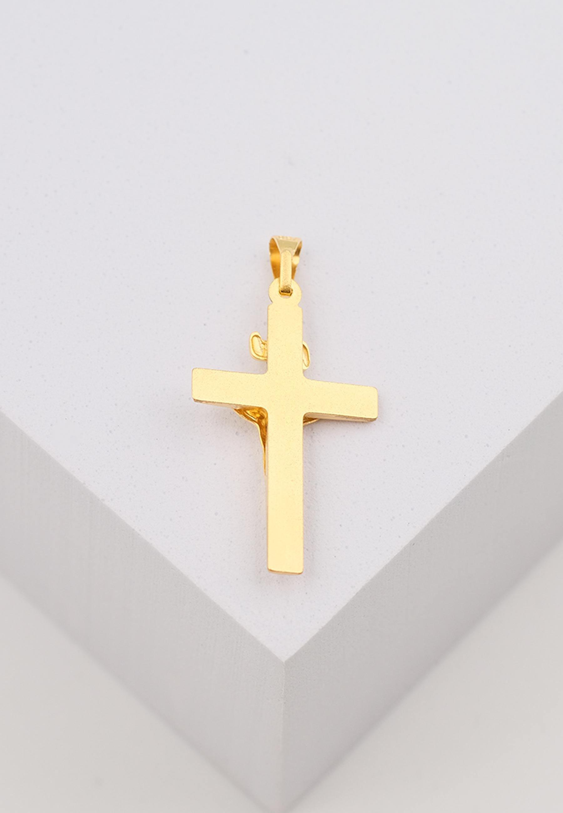 MUAU Schmuck  Pendentif croix or jaune 750 Christ 32x16mm 