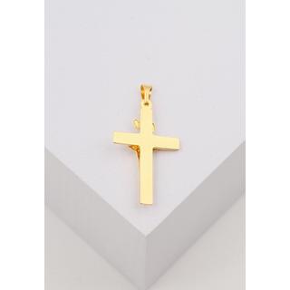 MUAU Schmuck  Pendentif croix or jaune 750 Christ 32x16mm 