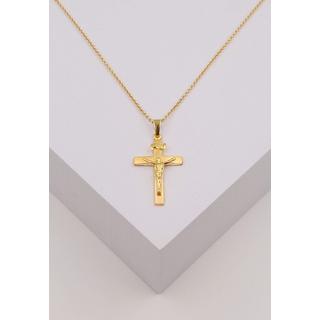 MUAU Schmuck  Pendentif croix or jaune 750 Christ 32x16mm 