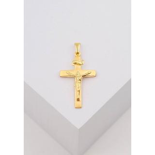 MUAU Schmuck  Pendentif croix or jaune 750 Christ 32x16mm 