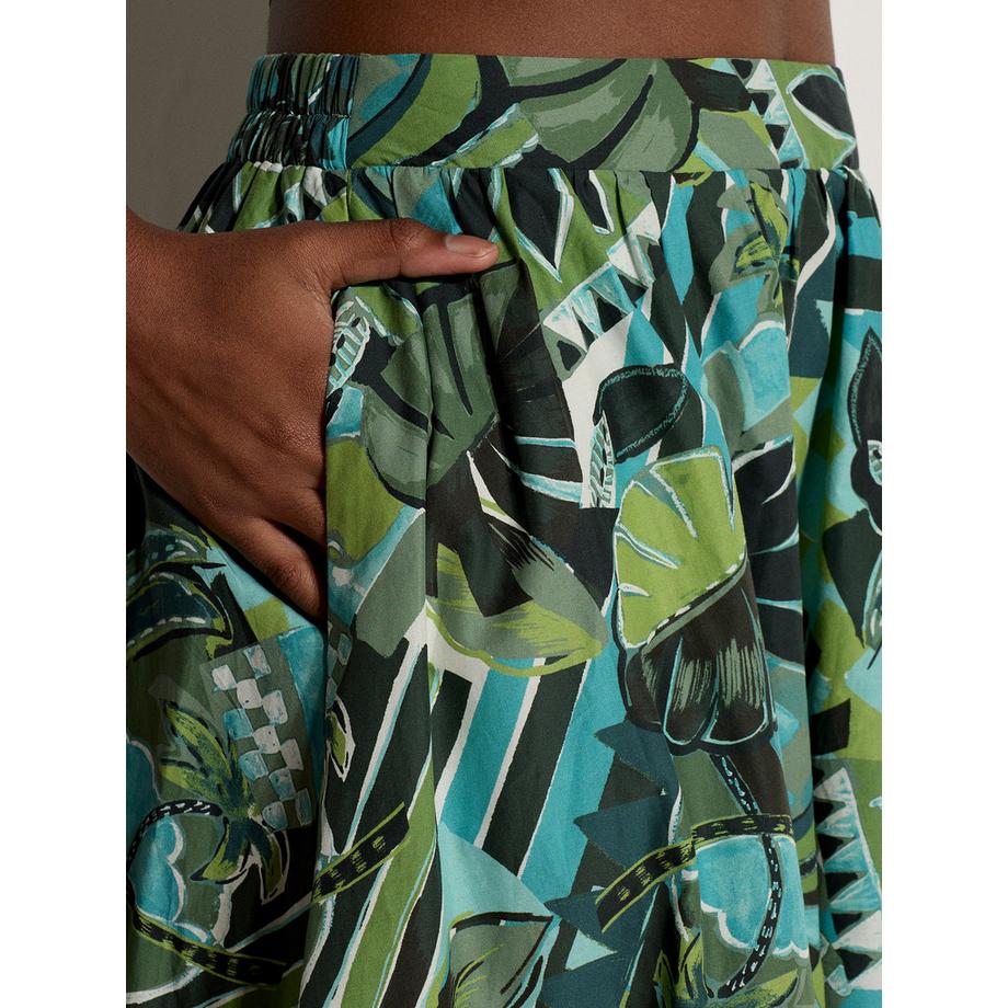 APRICOT Jupe midi patchwork à motifs de feuilles tropicales  