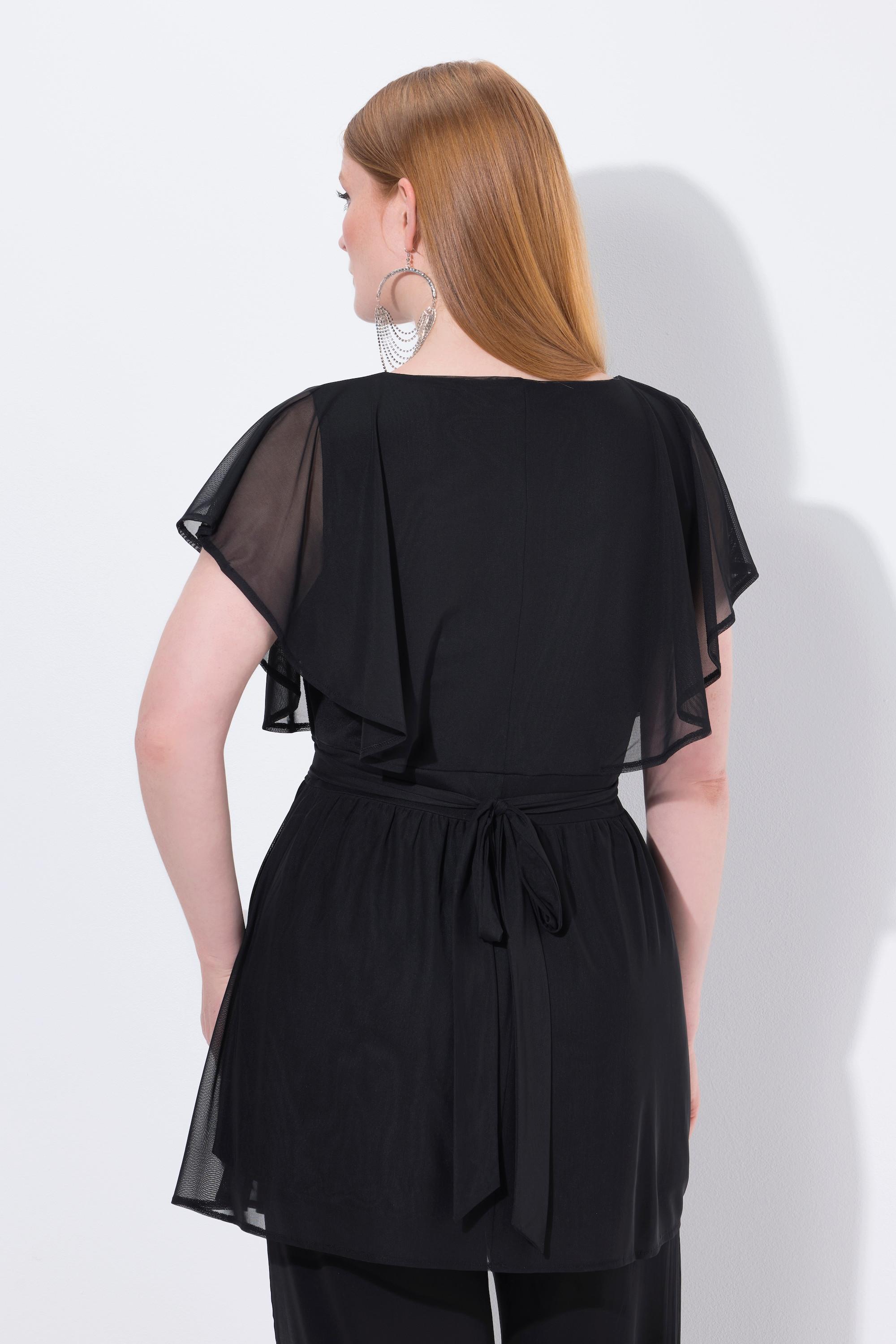 Ulla Popken Tunica Mantella Chiffon Mezze Maniche Aletta  