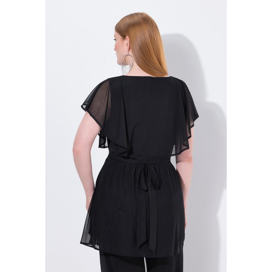 Ulla Popken Tunika Chiffon Überwurf Flügel Halbarm  