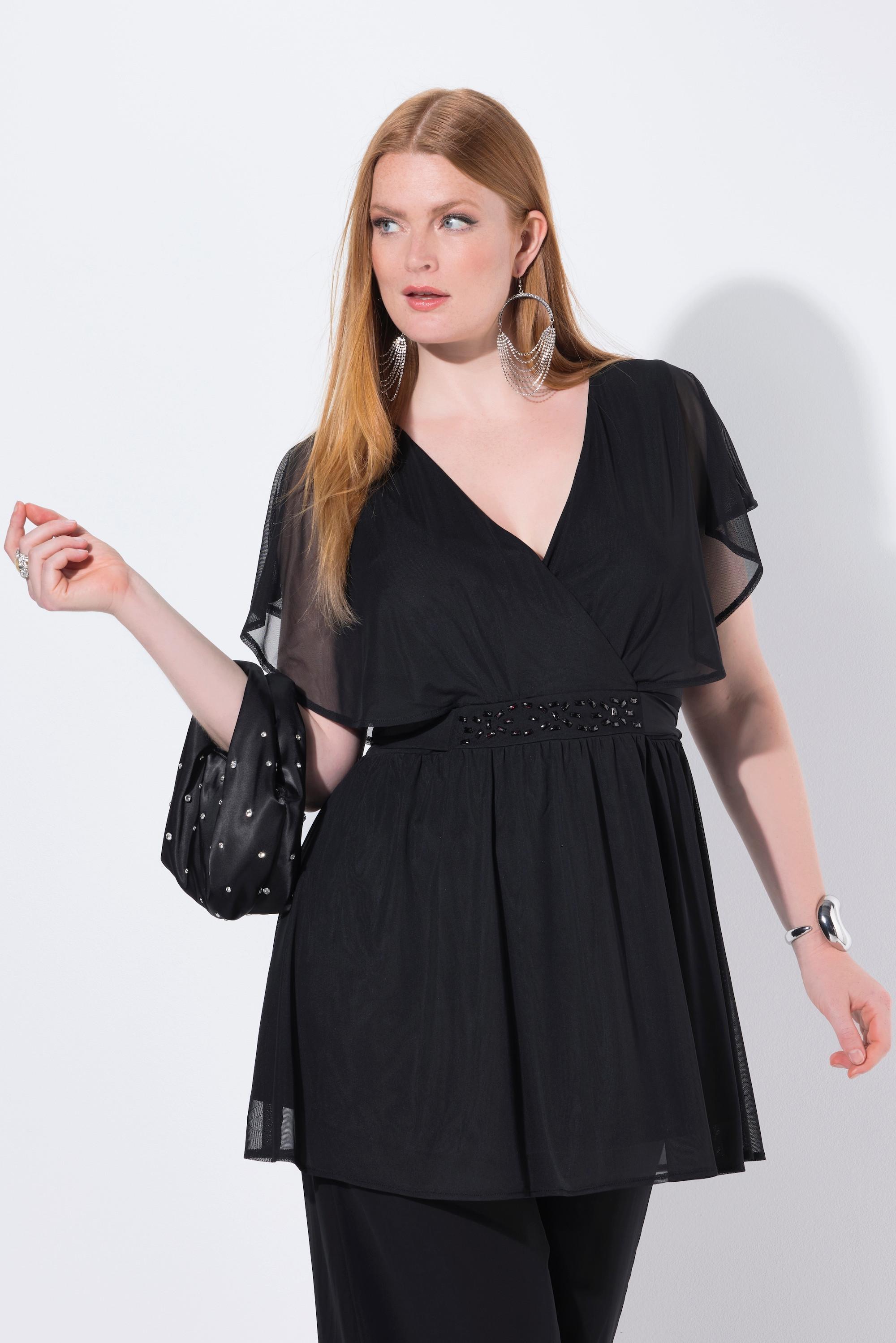 Ulla Popken Tunica Mantella Chiffon Mezze Maniche Aletta  