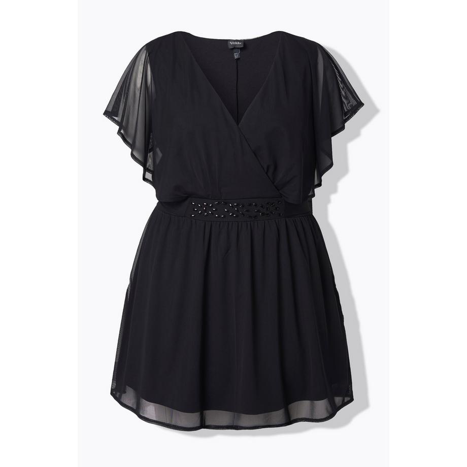 Ulla Popken Tunika Chiffon Überwurf Flügel Halbarm  