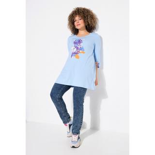 Ulla Popken  Longshirt, Blüten, A-Linie, V-Ausschnitt, 3/4-Arm 