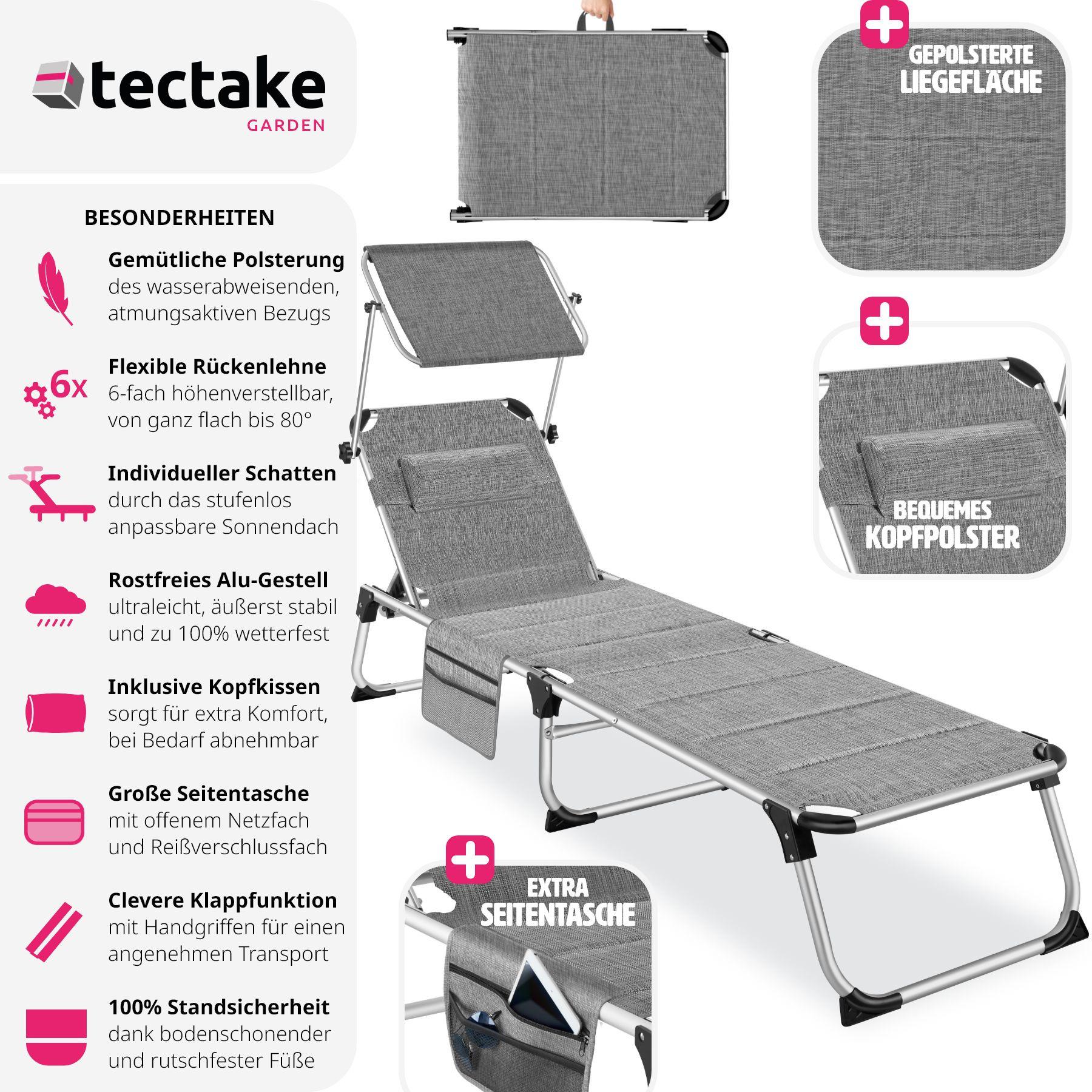 Tectake Bain de soleil Lorella rembourré, pliable  