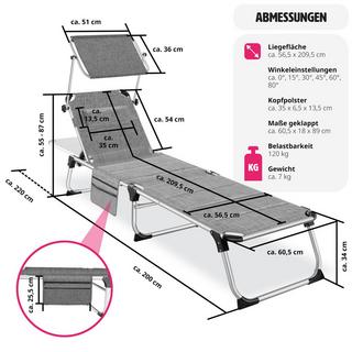 Tectake Bain de soleil Lorella rembourré, pliable  