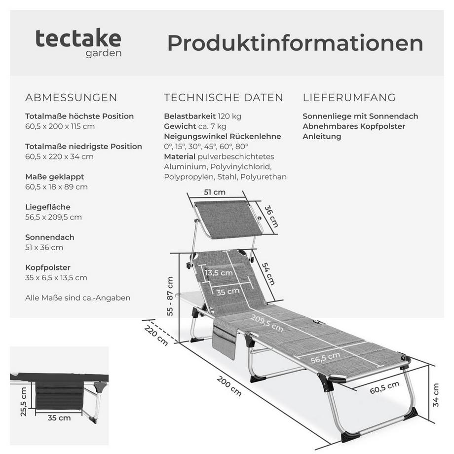 Tectake Sdraio  Lorella imbottita, pieghevole  