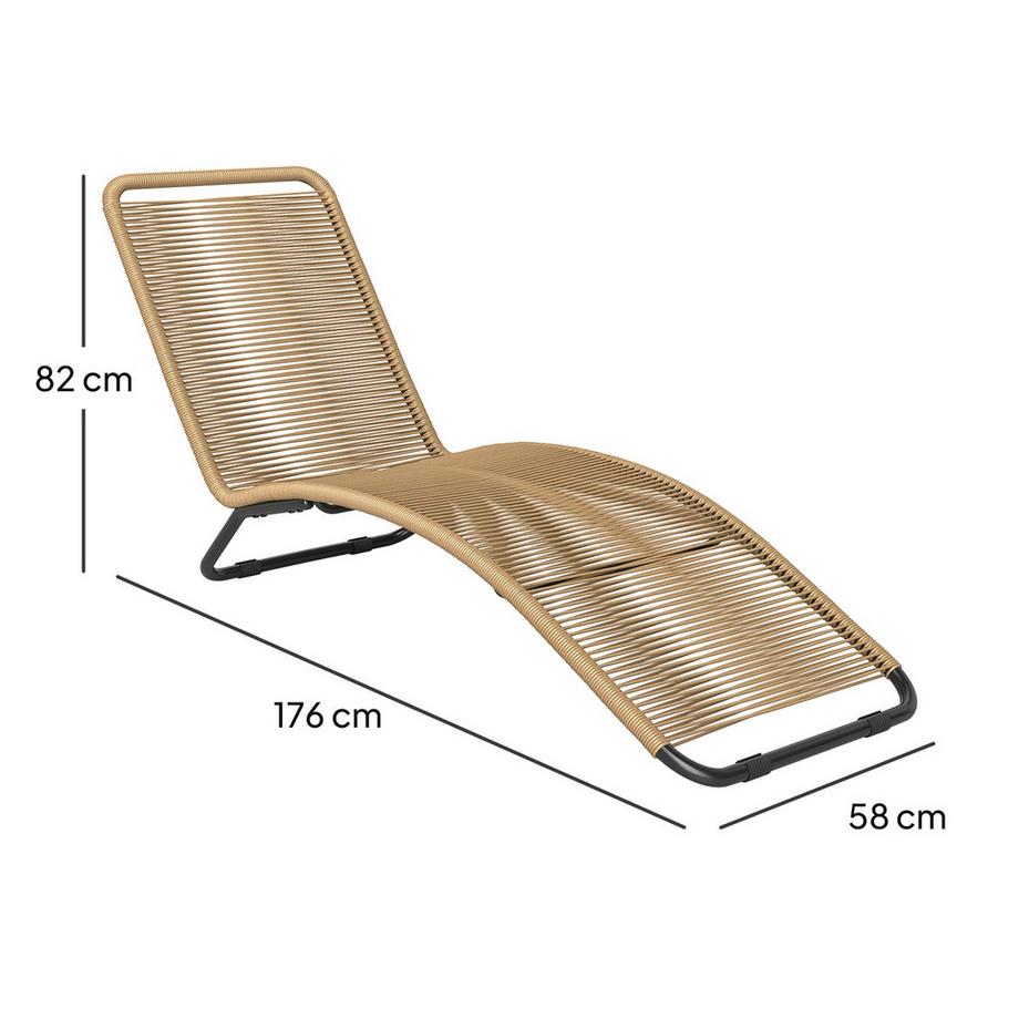 Northio Sonnenliege aus Polyrattan, Gartenliege mit UV-Schutz, wetterfest Liege 120 kg belastbar, Relaxliege Liegestuhl Gartenmöbel für Garten, Balkon, Outdoor, 176 x 58 x 82 cm, Naturholz  