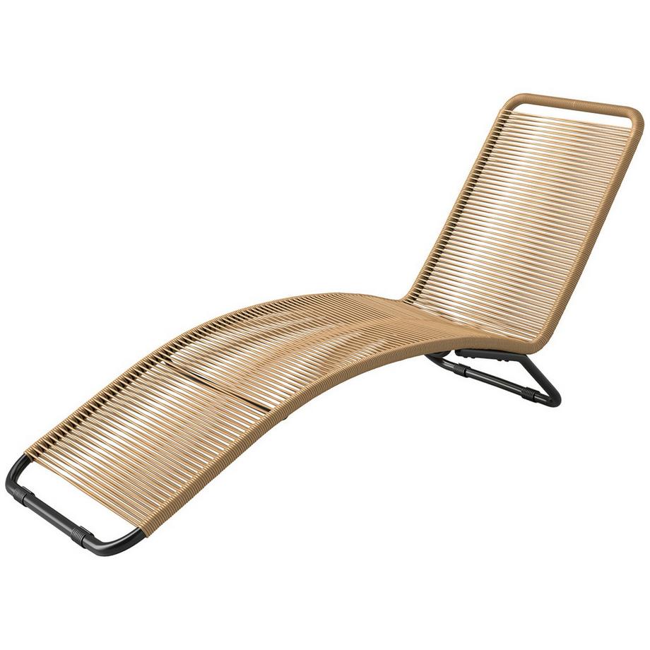 Sonnenliege aus Polyrattan, Gartenliege mit UV-Schutz, wetterfest Liege 120 kg belastbar, Relaxliege Liegestuhl Gartenmöbel für Garten, Balkon, Outdoor, 176 x 58 x 82 cm, Naturholz