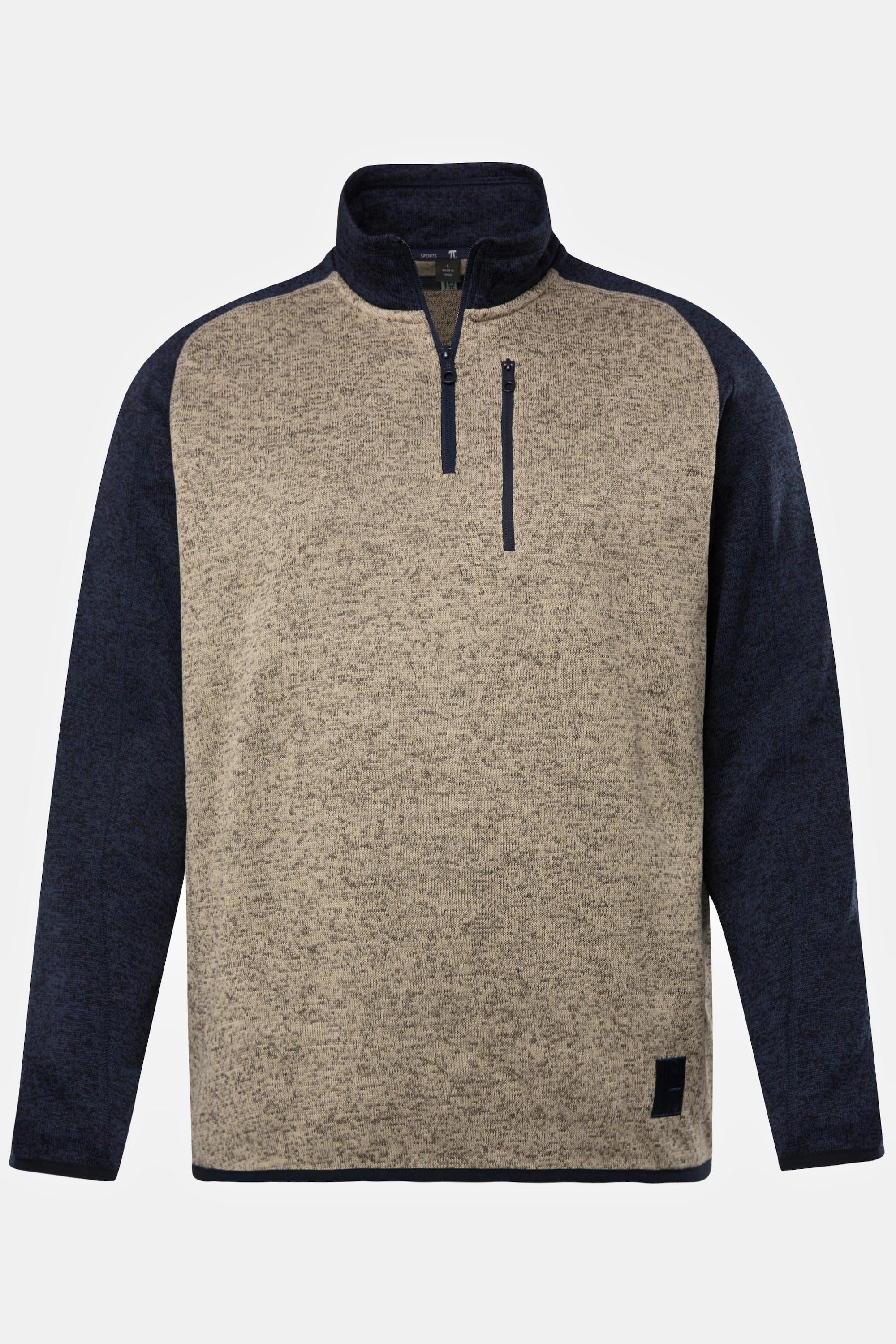 JP1880  Pullover per l'outdoor in maglia e pile con zip sul collo 