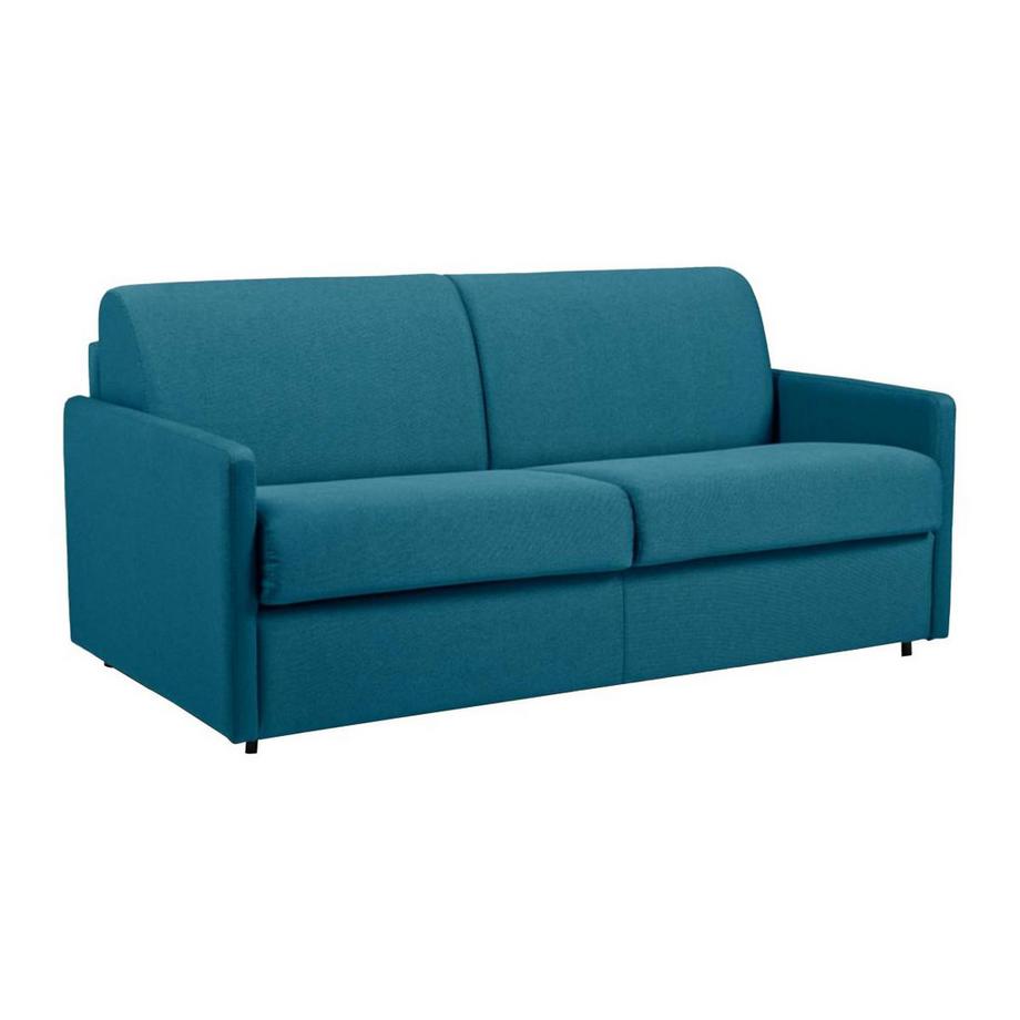 Vente-unique Schlafsofa 3Sitzer Stoff Liegefläche 1 MatratzenTürkis CALIFE  