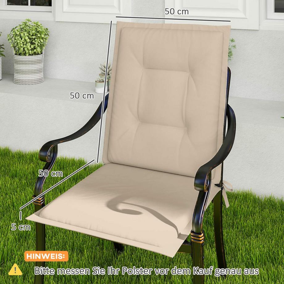 Northio Set di 4 cuscini per seduta 108 x 50 x 5 cm cuscini per sedia con lacci, cuscino per seduta per esterni e interni, cuscino per seduta, cuscino per panca per mobili da giardino, sedia per seduta, sedia da pranzo, beige  