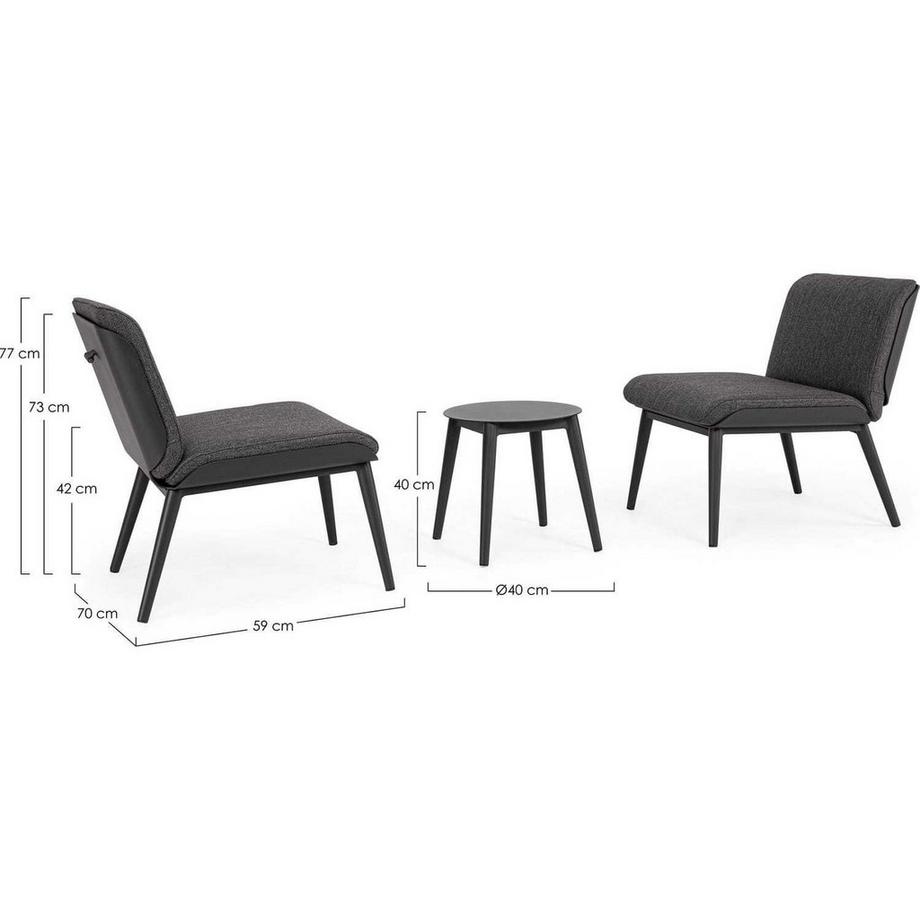 mutoni Sitzgruppe Isabela anthrazit (3er-Set)  