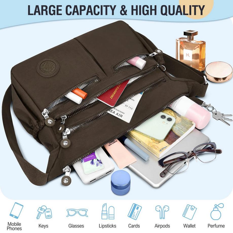 Only-bags.store Wasserdichte Umhängetasche mit vielen Fächern und grosser Kapazität  