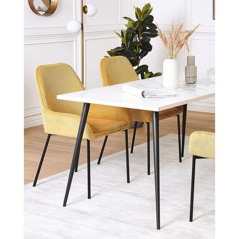 Beliani Lot de 2 chaises de salle à manger en Velours côtelé Glamour LOVERNA  