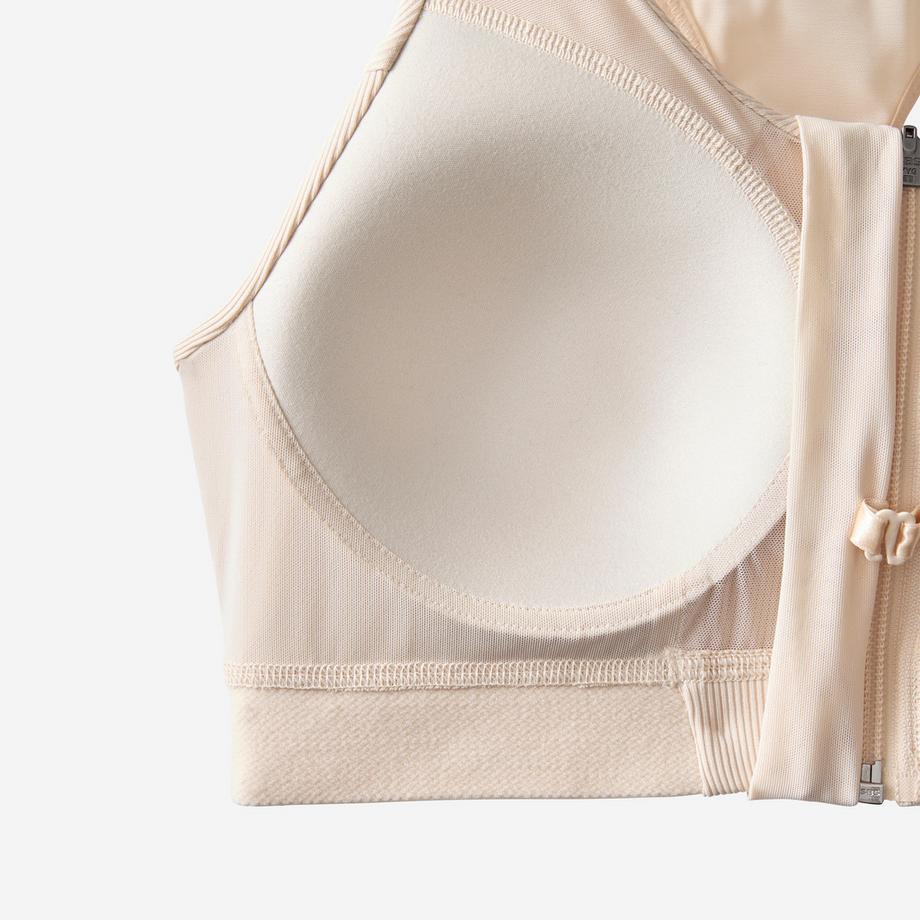 DECATHLON  Brassière de sport côtelée avec fermeture éclair, maintien moyen 