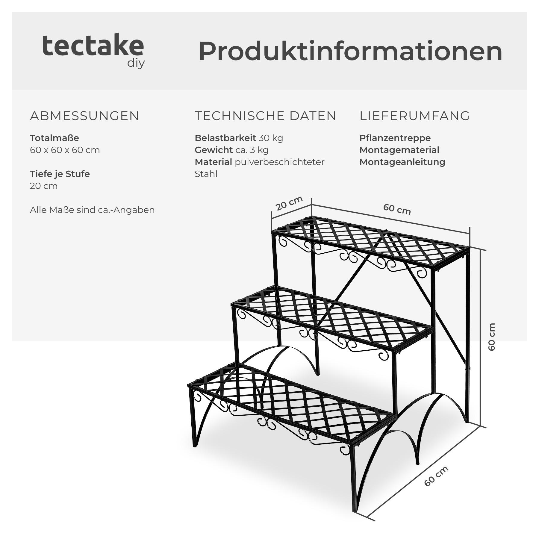 Tectake Blumentreppe mit 3 Stufen eckig  