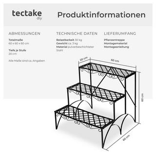 Tectake Blumentreppe mit 3 Stufen eckig  