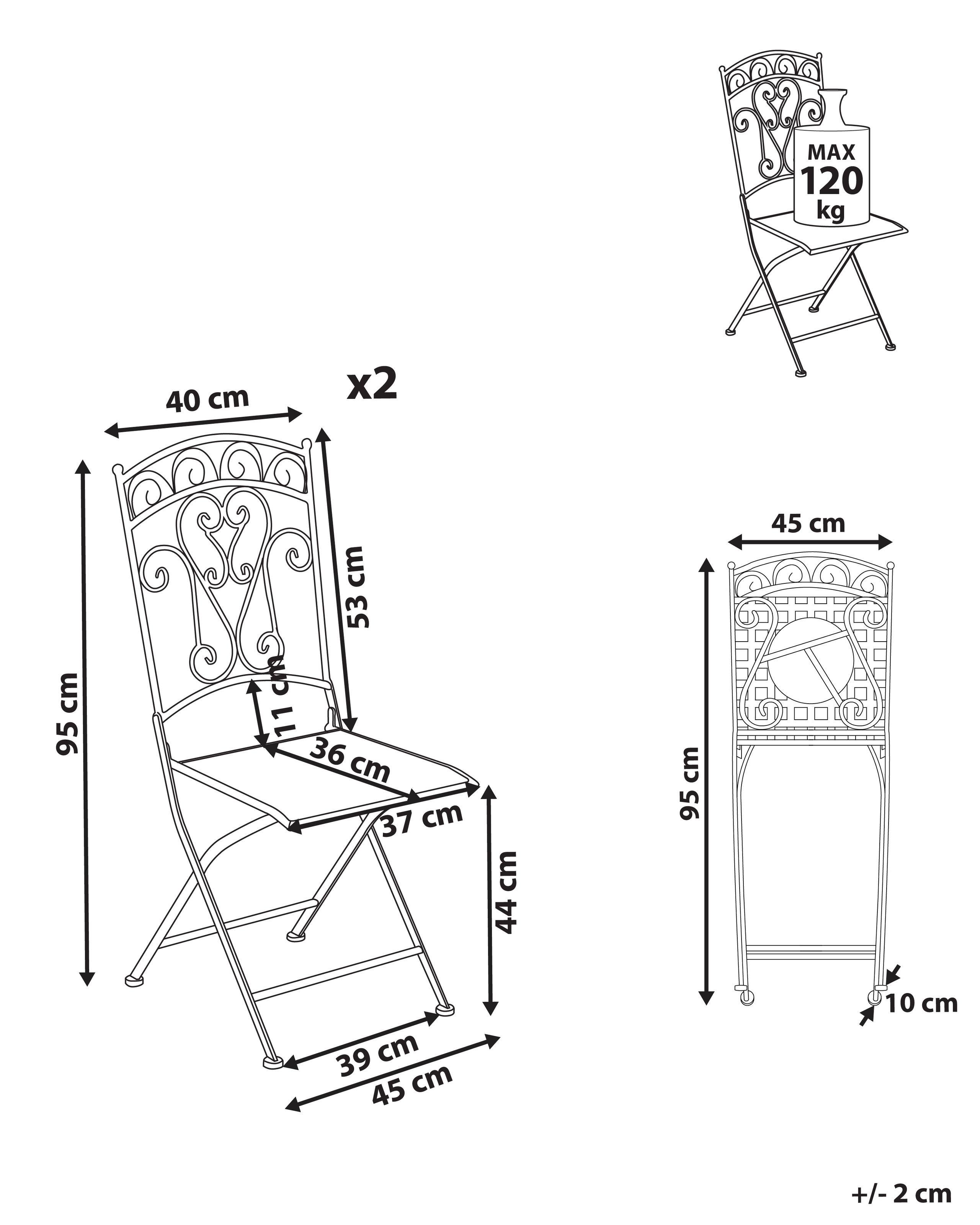 Beliani Gartenstuhl 2er Set aus Eisen Retro JUINA  
