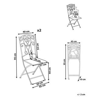 Beliani Gartenstuhl 2er Set aus Eisen Retro JUINA  