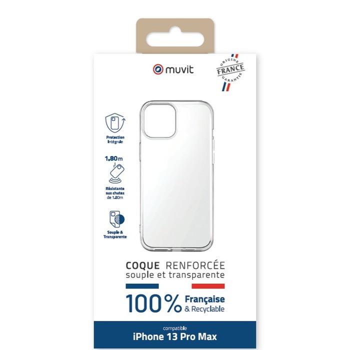 Muvit For France  Coque renforcée souple pour iPhone 13 Pro Max Muvit For Change Crystal Soft Transparent 