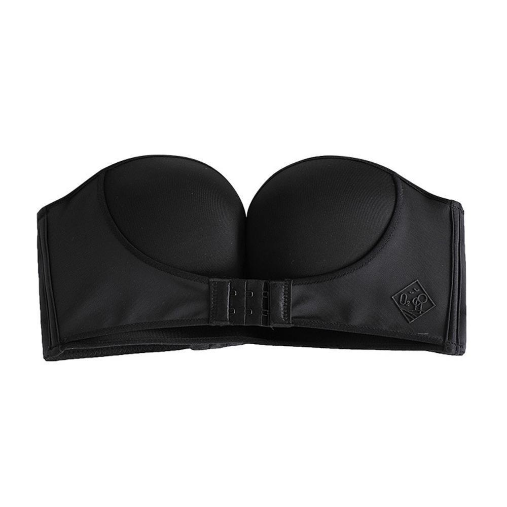 B2X  Reggiseno push-up senza spalline, abbottonatura frontale extra, nero - 80A/B 