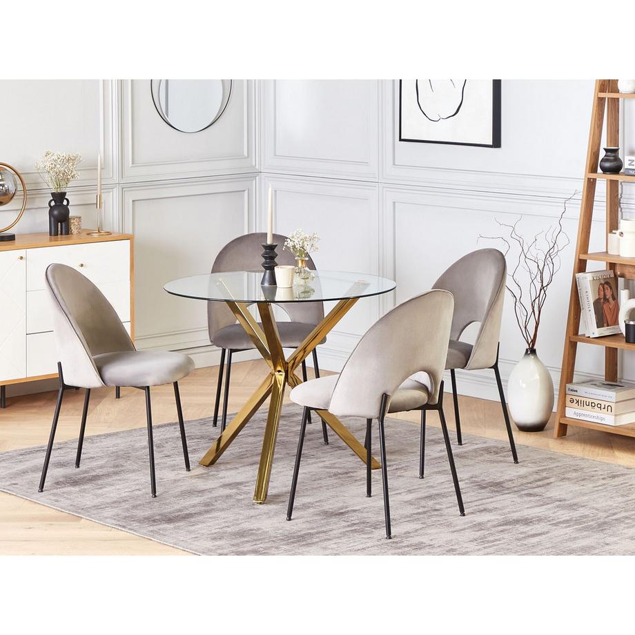 Beliani Table de repas en Verre de sécurité  SAVONI  